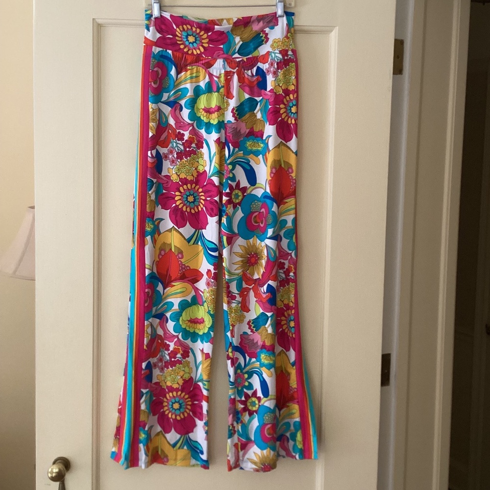 Trina Turk Fontaine Floral Swim Cover Up Pants Side Slits Fold-over Waist - Picture 4 of 15